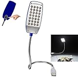 Fsmart Touch Dimmable 28 Led Bulbs Portable USB Lamp Flexible Stick Touch Switch Led Light Reading Lamp 3 Light Mode (Blue)