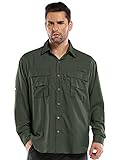 Men’s UPF Long Sleeve Shirt UV Sun Protection Hiking Fishing Safari Quick Dry Cool Utility