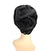 Ty.Hermenlisa 100% Real Virgin Brazilian Remy Human Hair Wigs for Black Women Natural Color Wavy Short Bobs Hairpieces with Elastic Strap, 66g, Jet Black