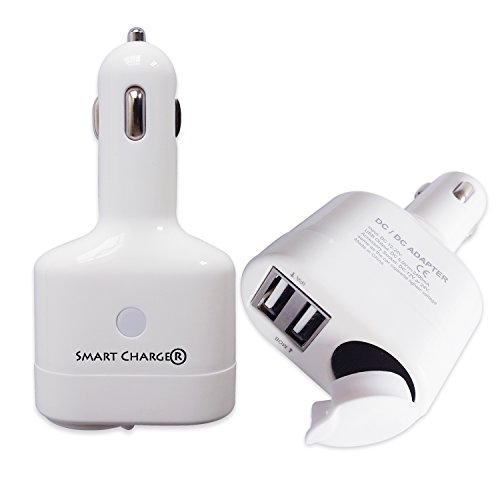 USB Car Charger and Adapter, 1 Dc Output Perfect Accessory for Travel (Same As the Car Cigarette Lighter) Dc5v 2.4a, 2 USB Ports with Original Smart Ic Chip Protect Your Smart Phone From Over-charge