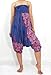NaLuck Harem Pants Women’s Hippie Bohemian Smocked Waist Mandala Floral Prints Boho Yoga Aladdin Pants Jumpsuit PH12-Navy