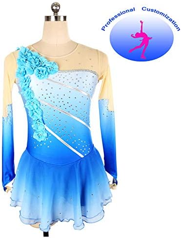 CUIXI Ice Skating Competition Performance Dress Girls' Women Rhythmic Gymnastics Leotard, Professional High Elasticity Nylon Breathable Handmade