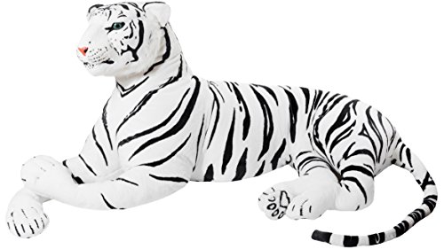 BRUBAKER XXL Riesiges Tiger Kuscheltier Weiß 150 cm - liegend Stofftier Plüschtier - König des Dschungels – Bild 2