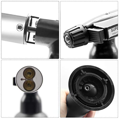 The perseids Blow Torch, Double Flame Culinary Torch Refillable Cooking Butane Torch Lighter with Adjustable Flame for BBQ, Crème Brûlée, Desserts, Baking, and Grilling, Butane Gas Not Included