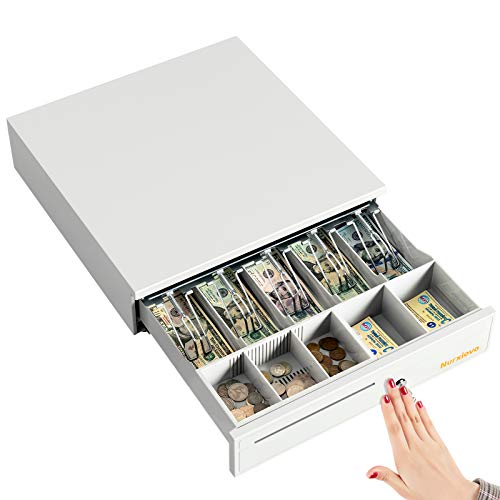 Nurxiovo Cash Register Drawer Box 16 Inch for Point of Sale (POS) System 5Bill/5Coin Money Lock Storage with Removable Tray, RJ11/RJ12 Interface Works Compatible POS Printers Cash Box (White) - Thumbnail 7