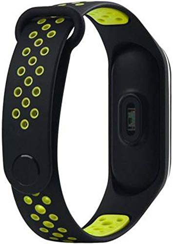 BQeT TPU Silicon Air Dot Band Strap for Xiaomi Mi Band 4 / Mi Band 3 Also m3/4 (Black Green)