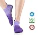 CozTake Yoga Socks Non Slip Skid Pilates Barre Workout Socks With Grips For Women 2 Pairs Grey&Purple