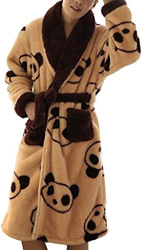 Unisex Flannel Bathrobe Lovely Pattern Couple Pajamas Homewear Bathing Suit (XL, Men)