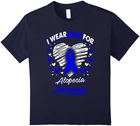 Kids I Wear Blue For Alopecia Awareness T Shirt 10 Navy