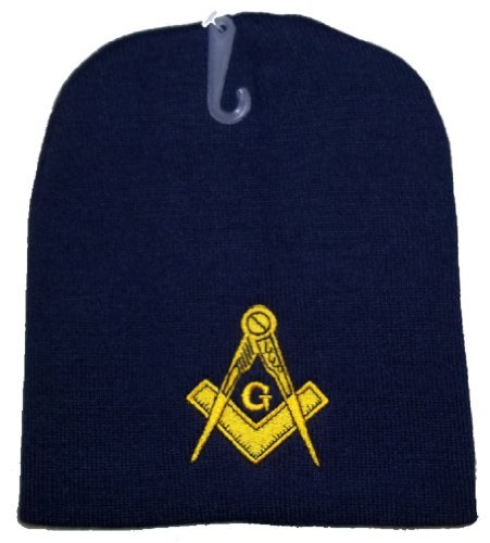 8" Navy Blue Freemason Masonic Embroidered Winter Beanie Skull Cap Toboggan Mason Hat