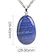 iSTONE Natural Gemstone Natural Lapis Lazuli Water Drop Pendant Necklace with Stainless Steel Chain 20 Inch