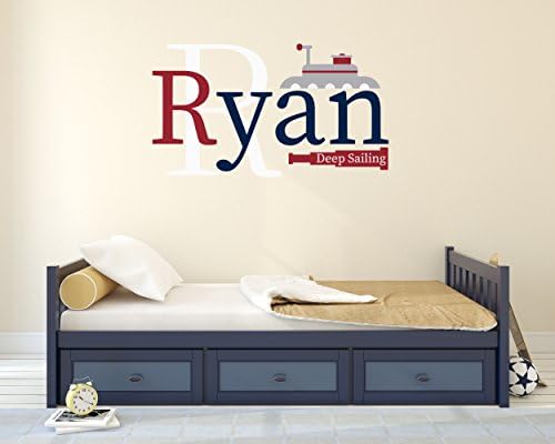 Custom Name & Initial Submarine - Handmade Series - Baby Boy - Wall Decal Nursery For Home Bedroom Children (R49)