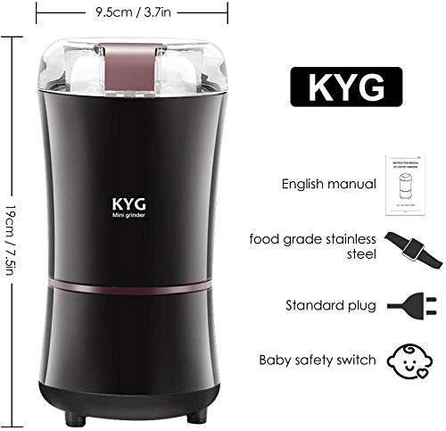 KYG Kaffeemühle 300W Elektrische Kaffeemühle Kaffeebohnen Nüsse Gewürze Getreide Mühle mit Edelstahlmesser 50g… – Bild 5