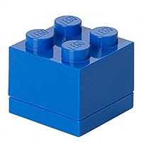 Room Copenhagen LEGO Mini Box 4 Knobs Blue - Versatile Small Storage Box for Snacks, Jewellery, Hair Accessories, Souvenirs & More - Dishwasher Safe, 46 x 46 x 43 mm