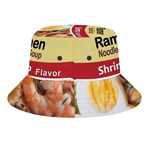 Ramen Noodle Shrimp Flavor Bucket Hat Unisex Fashion Summer Beach Fisherman Hat Sun Hats Outdoor