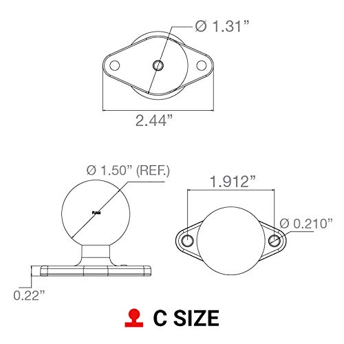 RAM Mounts Diamond Ball Base RAM-238U with C Size 1.5