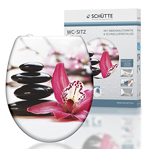 SCHUETTE WC-Sitz WELLYNESS mit Absenkautomatik, Toilettendeckel mit Motiv und Schnellverschluss fuer die Reinigung, Duroplast Klodeckel, maximale Belastung der Klobrille 175 kg, WELLYNESS 82376