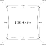 Dripex Sun Shade Sail Waterproof Rectangle Canopy 4X6m Grey Polyester view 6
