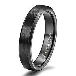 I Love You Rings for Men Women Tungsten Carbide