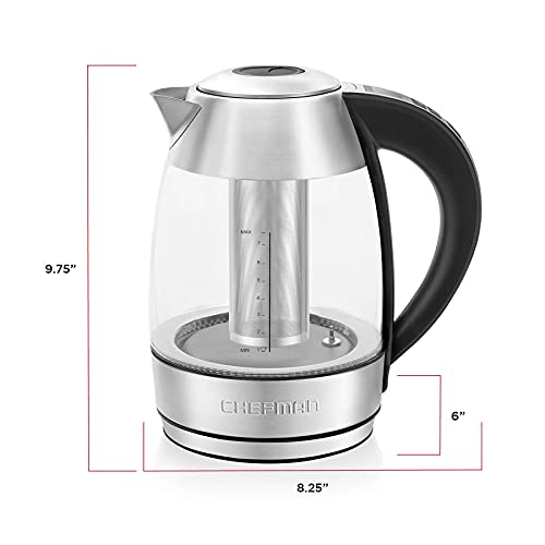 Chefman 1.8L Digital Electric Glass Kettle+ w/ RapidBoiling & 7
