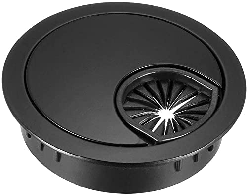 1PCS Metal Cable Grommet 60MM Bronze Finished Antique Zinc Alloy Desk Table Grommet Cable Cord Hole Cover for Home and Office (black)