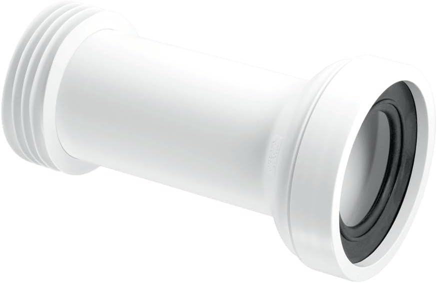 Mcalpine WC-CON2 Straight Adjustable Rigid WC Connector White 97-107mm Pan