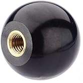 SB DISTRIBUTION LTD SBDs Black Phenolic ABS Plastic Ball Knob Female | 3/8"- 16 Thread Pitch 15/16" Depth 1-3/8" Diameter, 1-1/2" Height w/Brass Coated Metal Insert Heavy Duty 1.02 Oz