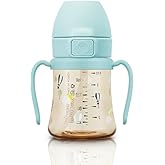 GROSMIMI Flip Top Spill Proof Sippy Cup, PPSU, BPA Free, 6 oz, Stage 2 Straw for Toddlers (Air balloon)