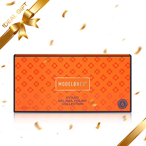 Gel Nail Polish Set - Bright Neon Nail Polish Yellow Red Blue Purple Orange Hot Pink Green Rainbow Nail Polish Soak Off LED Varnish Nail Art Manicure Salon Collection for Beginner 0.33 OZ 6Pcs