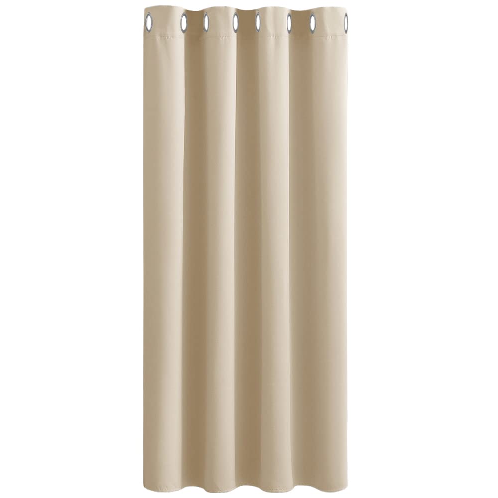 PONY DANCE Biscotti Beige Short Eyelet Curtain - Thermal Insulated & Room Darkening Window Treatment Curtain & Drape for Boy's Bedroom/Living Room, 1 Panel, 52" Width by 54" Depth