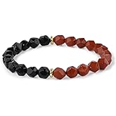 Thanks Nature 7mm Rhombus Beaded Bracelet - Protection Natural Healing Crystal Stretch Bracelet for Women and Men - Handmade Semi-Precious Gemstone with Positive Energy