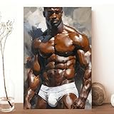 HMLZSJ Nude Muscle Male Torso Portrait Art Gay