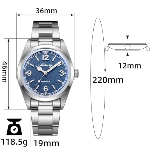 ADDIESDIVE 36 MM Mens Wrist Watch VH Quartz Sweep Second K1 Bubble Glass Luminous 100 M Waterproof Minimalist Unisex Watches