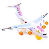 Toysery C-17 Transport Airplane Toys with LED Flashing Lights and Sounds, Bump and Go Action Plane Toy For Kids Boys and Girls (Battery Operated)