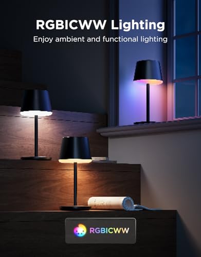 Govee Table Lamp Classic RGBICWW, Smart Cordless Lamp Work with Matter, Alexa and Google Assistant, with 72+ Scene Modes, 500Lm, 2700-6500K, Nightstand Lamp for Living Room, Bedrooom and Office