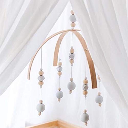 ISHOWDEAL Bed Bell for Baby, Nordic Style Wooden Wind Chime Handicraft Wind Bell Decoration Bed Bell Toy Wooden Hanging Baby Toys for Rattle Toy Children's Room Decoration Baby Photography Props