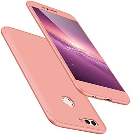 DIFE Ultra-Thin 360 Degree Full Body Protective Case - 3 in 1 Shockproof Hard Cover + Free Screen Protector for Huawei Nova 2 Plus - Rose Gold