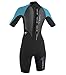 O'Neill Women's Reactor 2mm Short Sleeve Back Zip Spring Wetsuit, Black/Turquoise,8