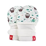 goumikids - goumimitts, Scratch Free Baby Mittens, Organic Soft Stay On Unisex Mittens, Stops Scratches and Prevents Germs - (Waddle - Mint, 0-3 Months)