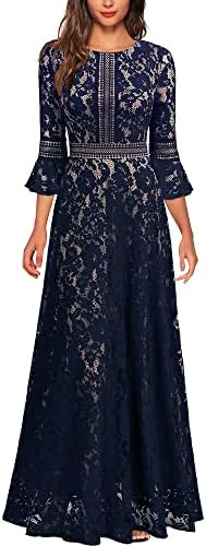 MISSMAY Women's Vintage Full Lace Contrast Bell Sleeve Formal Long Dress, Navy Blue, L price in Saudi Arabia | Amazon Saudi Arabia | kanbkam MISSMAY Women's Vintage Full Lace Contrast Bell Sleeve Formal Long Dress, Navy Blue, L price in Saudi Arabia | Amazon Saudi Arabia | kanbkam