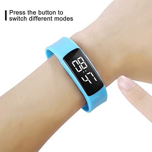 iGANK T6 Pedometer Watch Simple Fitness Tracker Walking Pedometers Step Counter Calorie Counter for Kids Women Men,No App Required (Blue)