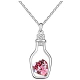 Swarovski Elements Crystal Diamond Accent Wishing bottle Drift bottles Pendant Chain Necklace for women teenage girls kids children, with a Gift Box, Ideal Gift for Birthdays / Christmas / Wedding