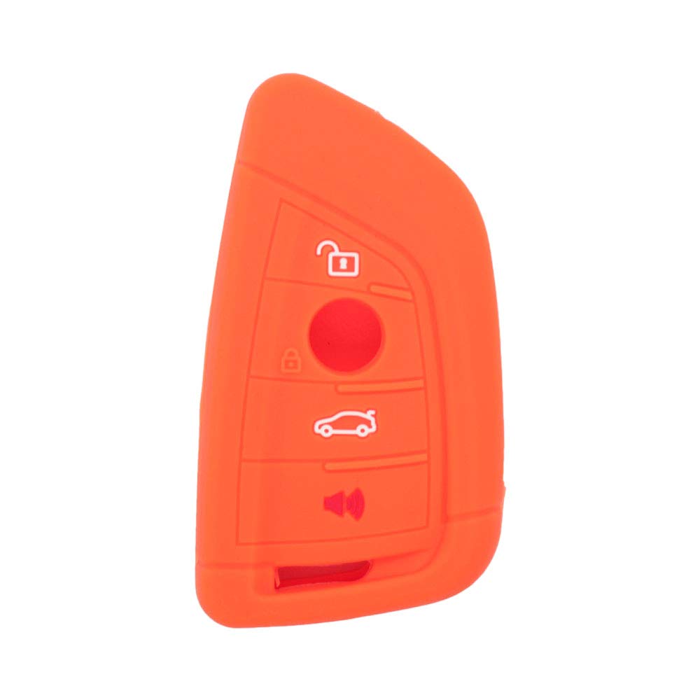 BROVACS Silicone Cover Protector Case Holder Skin Jacket Compatible with BMW X5 X6 4 Button Smart Remote Key Fob CV4908 Orange