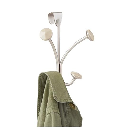 mDesign Decorative Over Door 4 Hanging Hooks, Steel Storage Organizer