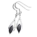 925 Sterling Silver Black Onyx Gemstones Modern Marquise Open Dangle Earrings - Nickel Free