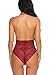 ADOME Women One Piece Lingerie Lace Teddy V Neck Bodysuits Halter Babydoll, Style 1-dark Red, X-Large