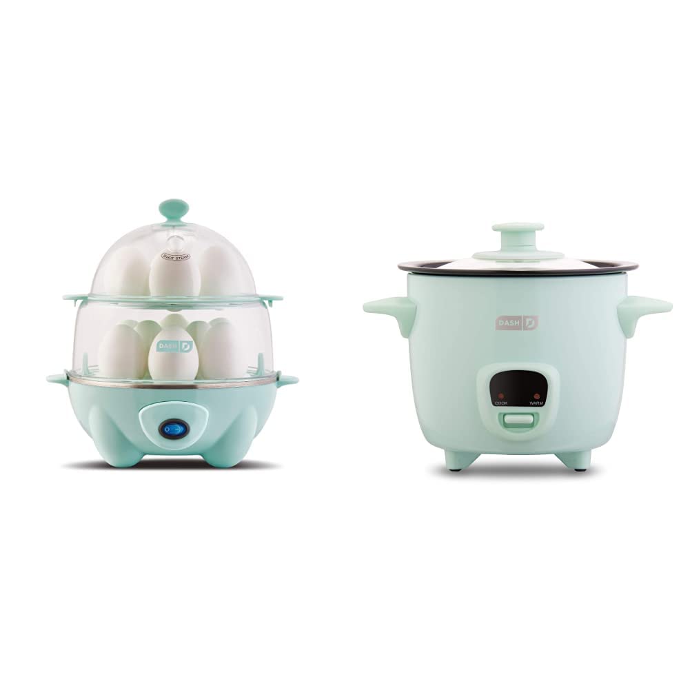 Dash Deluxe Rapid Egg Cooker, Aqua DRCM200GBAQ04 Mini Rice