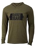 Raise the Bar - Military Green - Men's Weightlifting Workout Long Sleeve Triblend Hoody Shirt