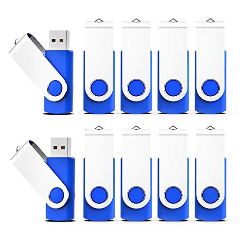 20 Pack 2GB Flash Drive Bulk USB Memory Stick Thumb Drive Bulk Swivel Design Blue
