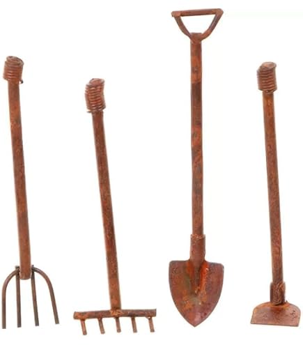 1: 12 Dollhouse Miniature Shovel/Hoe/Pitchfork Farming Tools for Dollhouse Accessories - Hoe and